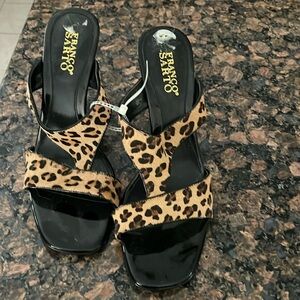 Franco Sarto wedge leopard sandal